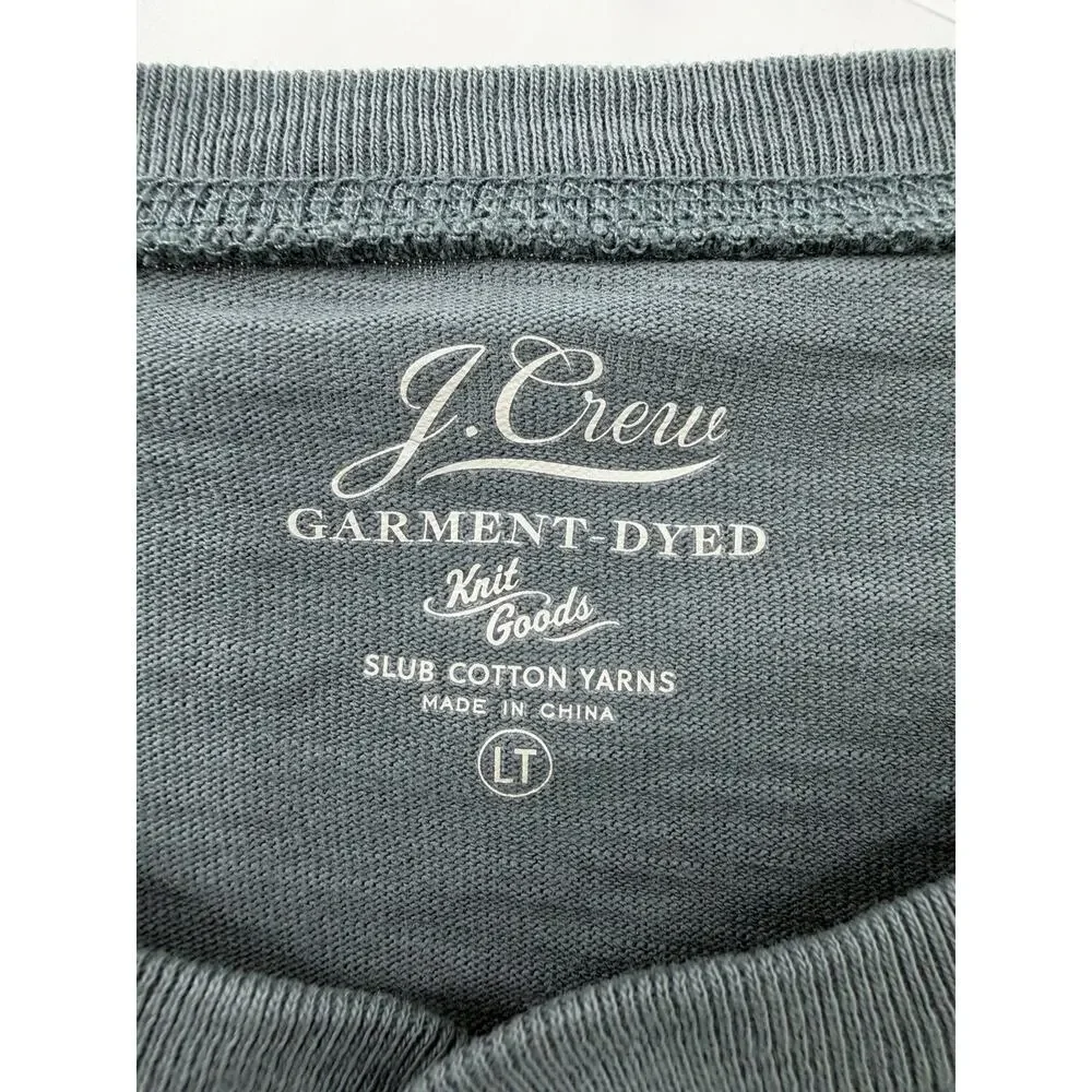 J. Crew Men’s Long Sleeve 3 Button Henley Cotton Classic Pullover Spruce Lg Tall